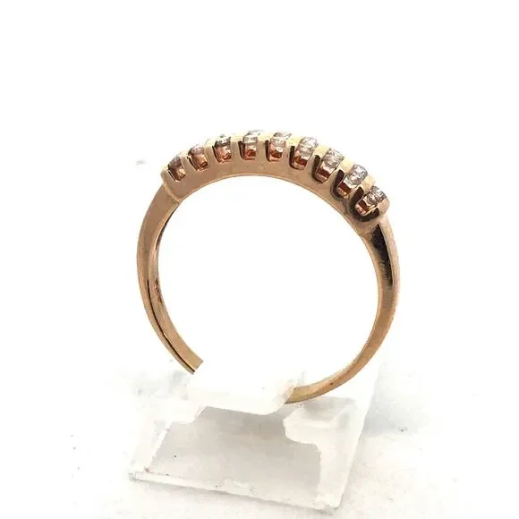 14K Yellow Gold Round Diamond Channel Set Anniversary Band Ring